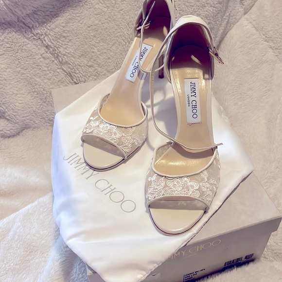 JIMMY CHOO
ANNIE WOMENS FLORAL LACE OPEN-TOE HEELS - Picture 5 of 11